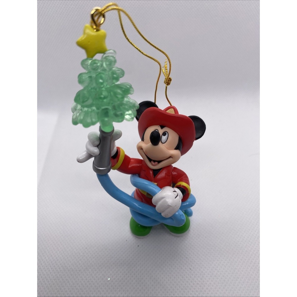 VINTAGE Disney Mickey Mouse Firefighter Man Hose Christmas Tree Ornament Enesco